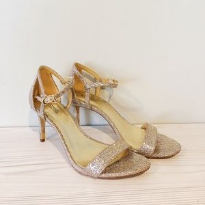 Michael Koors gold glitter sandal heels
